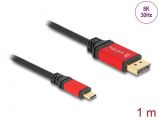 DeLock USB Type-C to DisplayPort Cable (DP Alt Mode) 8K 30 Hz with HDR function 1m Black/Red