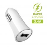 FIXED set of car charger with USB output and USB/micro USB cable,  1 meter,  12W,  white