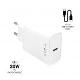 FIXED USB-C Travel Charger 20W + USB-C/USB-C Cablet,  white