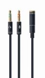 Gembird CCA-418M 3.5 mm 4-pin socket to 2 x 3.5 mm stereo plug adapter cable 0, 2 m Black