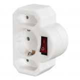 Hama 3-Way Multi-Plug 2 Euro/1 socket with earth contact switch White