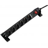 Hama 6-Way Power Strip,  turnable,  overvoltage protection + switch 1, 4m Black