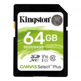 Kingston 64GB SDXC Canvas Select Plus 100R C10 UHS-I U3 V30