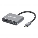 Manhattan USB-C to HDMI & VGA 4-in-1 Docking Converter with Power Delivery Space Gray