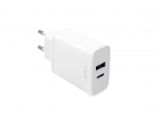 FIXED S mains charger with USB-C and USB output,  PD support,  30W,  white