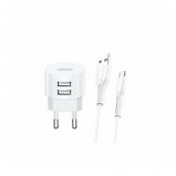 Usams XTXLOGT18TC05 Dual 2.1A Charger + Type-C Cable 1m White