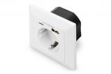 Digitus Wall Outlet 1x Safety Outlet, 1x USB, 1x Type C