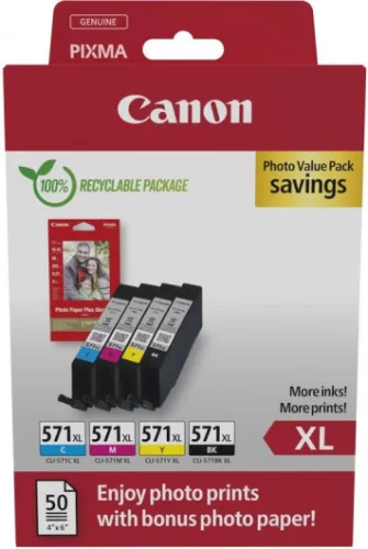 Canon CL-571XL Bk/C/M/Y 10x15 fényes fotópapír Eredeti Multipack