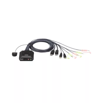   ATEN CS22DP 2-Port USB DisplayPort Cable KVM Switch with Remote Port Selector