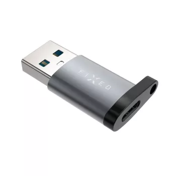 FIXED alumínium USB-C - USB-A adapter szürke