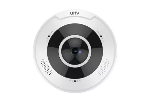 Uniview Pro 4K (12MP) halszem dómkamera, 1.8mm fix objektívvel, mikrofonnal és hangszóróval