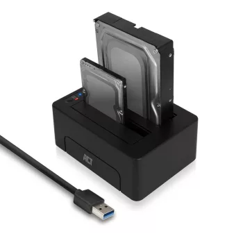   ACT AC1504 2,5" and 3,5" SATA dual hard drive docking station, USB 3.2 Gen1