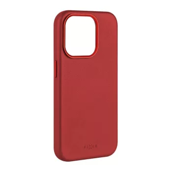   FIXED MagLeather valódi bőrtok, MagSafe támogatással iPhone 15-höz, piros