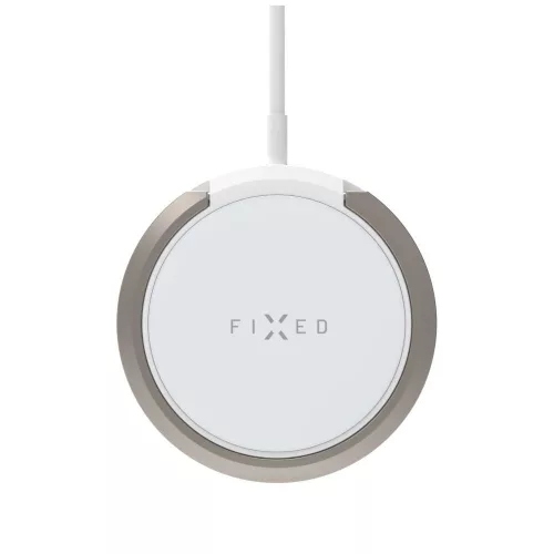 FIXED MagPad vezeték nélküli töltő, MagSafe támogatás, beépített fém állvány, fehér