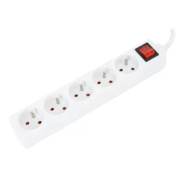  Platinet Omega Hálózati Elosztó Kapcsolóval 5DIN 1,5m White
