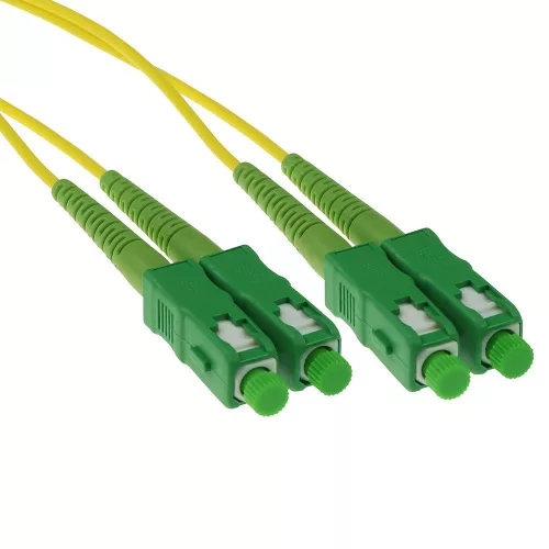 ACT LSZH Singlemode 9/125 OS2 fiber patch cable duplex with SC/APC connectors 0,5m Yellow