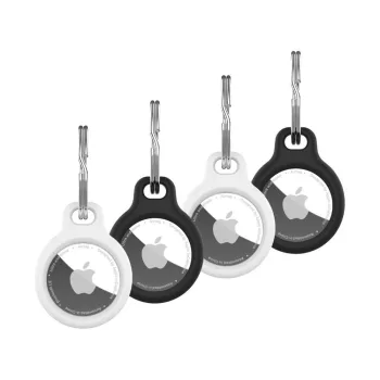   FIXED Silky szilikon tok Apple AirTag-hez, 2xfekete + 2xfehér