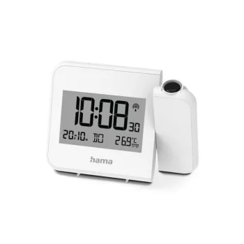   Hama Hvar Projector Alarm Clock Digital Radio-Controlled Alarm Clock Wall or Ceiling Projection White