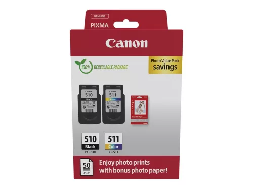 Canon PG-510 + CL-511 + 50 lap 10x15 fényes fotópapír Eredeti Multipack