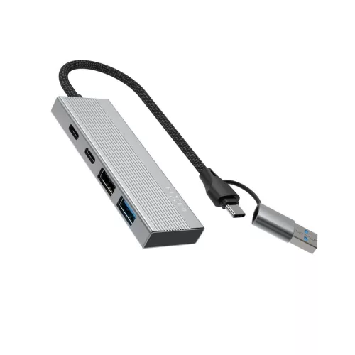 FIXED 4 portos USB-HUB, sötétszürke