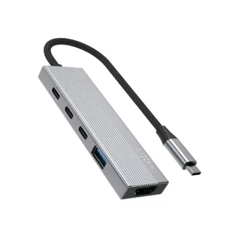 FIXED 5 portos USB-HUB, sötétszürke
