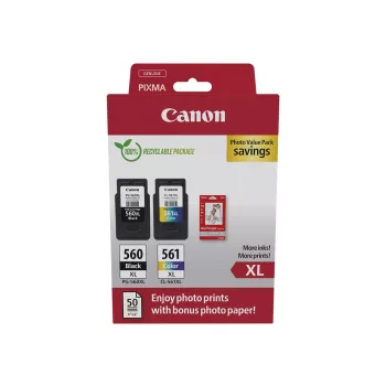   Canon PG-560XL  + CL-561XL + 50 lap  10x15 fényes fotópapír Eredeti Multipack