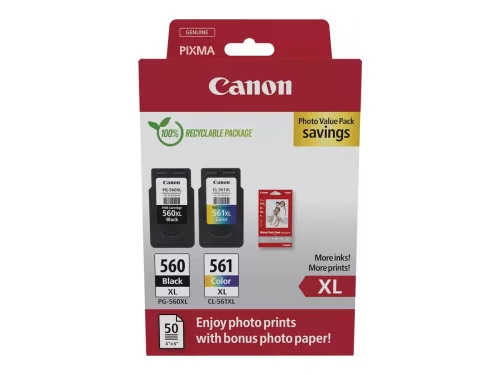 Canon PG-560XL  + CL-561XL + 50 lap  10x15 fényes fotópapír Eredeti Multipack