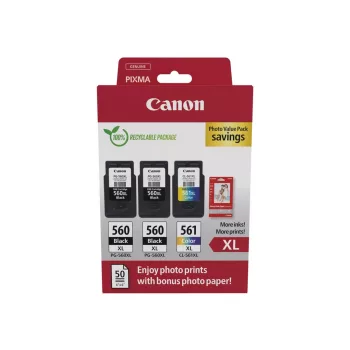   Canon PG-560XLx2 + CL-561XL + 50 lap  10x15 fényes fotópapír Eredeti Multipack