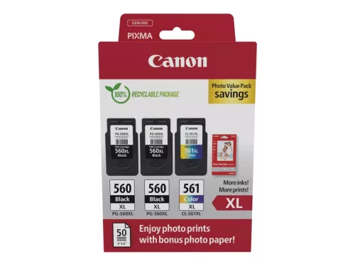 Canon PG-560XLx2 + CL-561XL + 50 lap  10x15 fényes fotópapír Eredeti Multipack