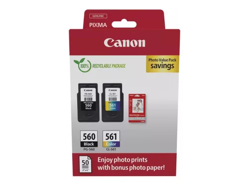 Canon PG-560  + CL-561 + 50 lap  10x15 fényes fotópapír Eredeti Multipack
