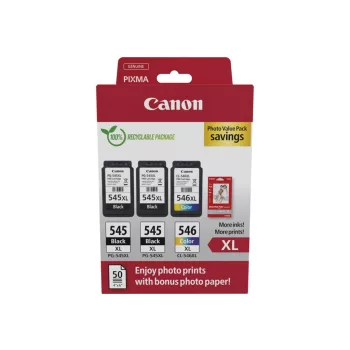   Canon PG-545XLx2  + CL-546XL + 50 lap  10x15 fényes fotópapír Eredeti Multipack