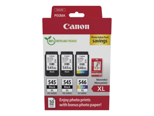 Canon PG-545XLx2  + CL-546XL + 50 lap  10x15 fényes fotópapír Eredeti Multipack