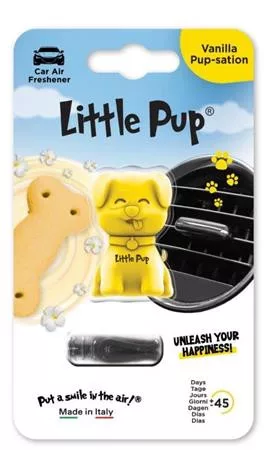 Autóillatosító, szellőzőrácsra, LITTLE JOE "PUP Vanilla Pup-sation", sárga