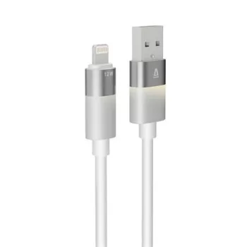   Töltőkábel, USB-A - lightning (Apple), 1 m, AVAX "CB310 Glowy", fehér