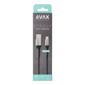   Töltőkábel, USB-A - lightning (Apple), 20W, 1,5 m, AVAX "CB314 Steel", acélszürke