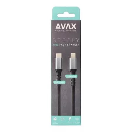 Töltőkábel, USB-C - USB-C, 27W, 1 m, AVAX "CB316 Glowy", fehér