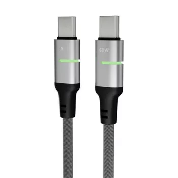   Töltőkábel, USB-C - USB-C, 60W, 1 m, AVAX "CB632 Steely LED", fekete