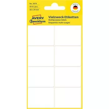   Etikett, 38x29 mm, kézzel írható, lekerekített sarkú, AVERY ZWECKFORM, 40 etikett/csomag