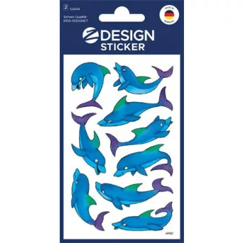   Matrica, papír, 2 ív, 76x120 mm, AVERY ZWECKFORM, "Z-Design No.53444", csillogó delfinek