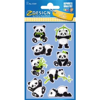   Matrica, műanyag, 1 ív, 76x120 mm, AVERY ZWECKFORM, "Z-Design No.57297", panda
