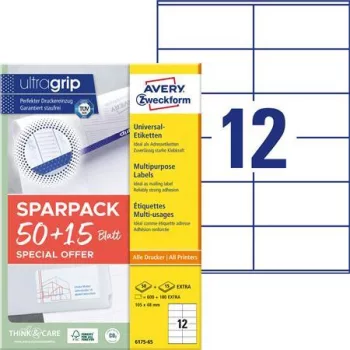   Etikett, univerzális, 105x48 mm, AVERY ZWECKFORM, "Sparpack", 780 etikett/csomag