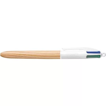   Golyóstoll, 0,32 mm, nyomógombos, négyszínű, BIC "4 Colours Wood Effect"