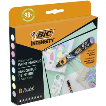   Dekormarker készlet, 1,5 - 2,3 mm, BIC "Paint marker", 8 különböző pasztell szín