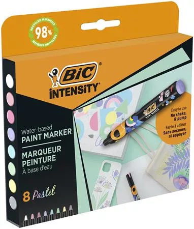 Dekormarker készlet, 1,5 - 2,3 mm, BIC "Paint marker", 8 különböző pasztell szín