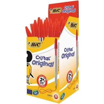   Golyóstoll, 0,32 mm, kupakos, BIC "Cristal Original", piros