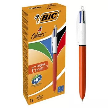   Golyóstoll, 0,3 mm, nyomógombos, négyszínű, BIC "4 Colours Fine"