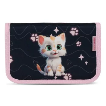   Tolltartó, klapnis, cipzáras, BELMIL "Cute Kitten", fekete-rózsaszín, cica