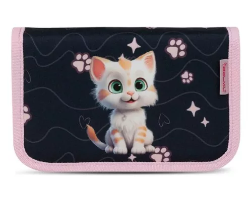 Tolltartó, klapnis, cipzáras, BELMIL "Cute Kitten", fekete-rózsaszín, cica