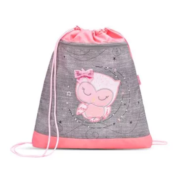   Tornazsák, BELMIL "Little Owl", szürke-rózsaszín, bagoly