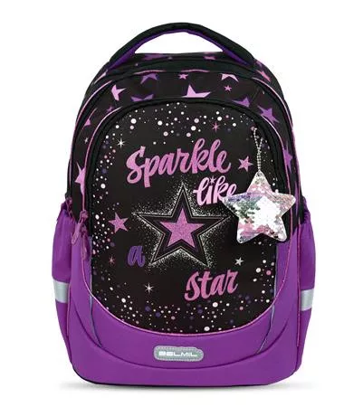 Iskolatáska, cipzáras, BELMIL "Leisure Plus Sparkle like a Star", csillagok